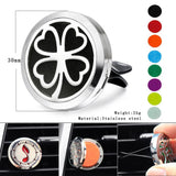Stainless Steel Car Diffuser Locket Clover + 8 Oil Pads