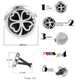 Stainless Steel Car Diffuser Locket Clover + 8 Oil Pads