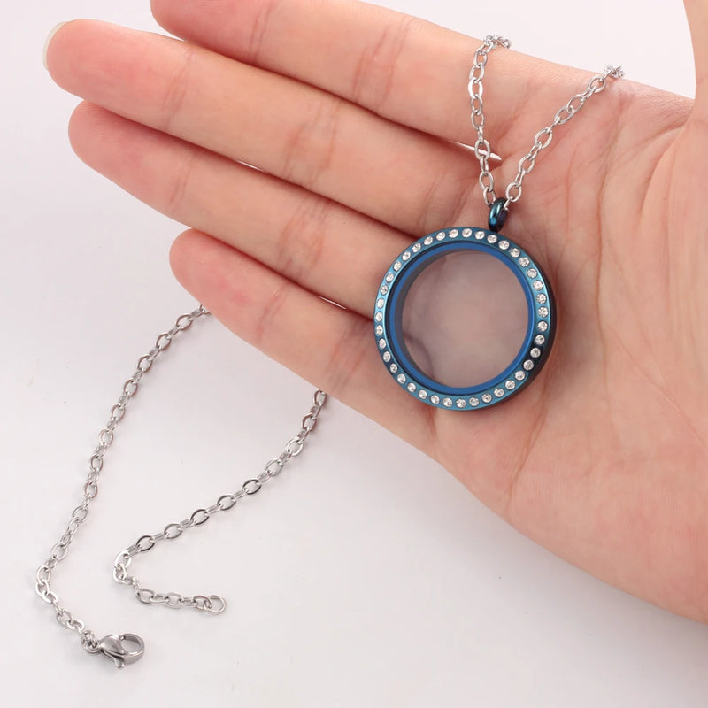 30mm Waterproof Memory Locket for Women - Stainless Steel Floating Locket Neckla