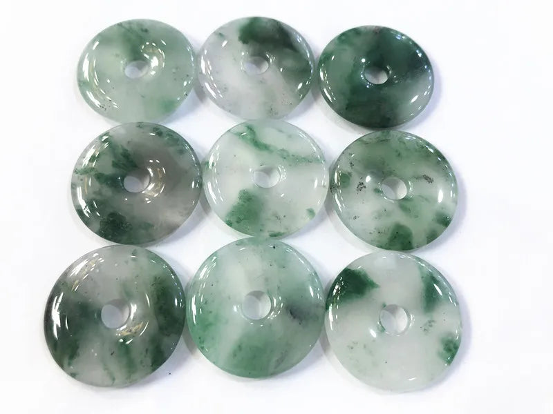 Natural Stone Chalcedony Donut Charms Pendants 2pcs