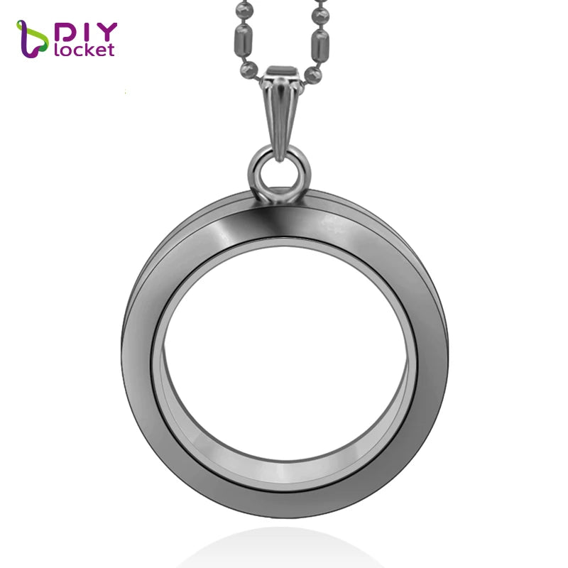 30mm Magnetic Glass Locket Necklace with Chain - 5pcs/lot