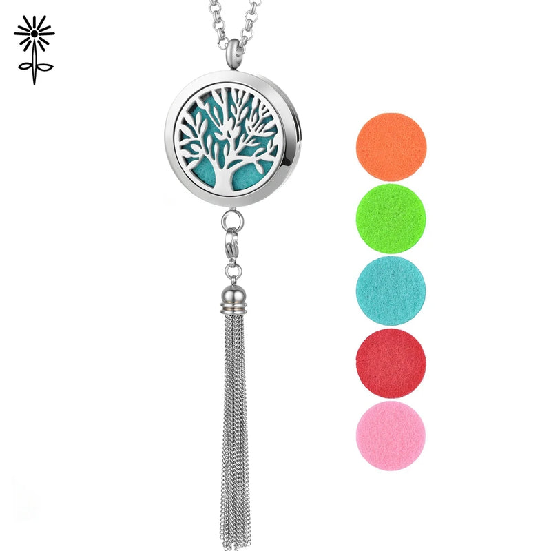 30mm Aromatherapy Diffuser Pendant Necklace Stainless Steel
