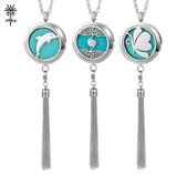 30mm Aromatherapy Diffuser Pendant Necklace Stainless Steel