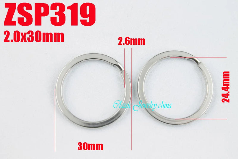 30mm Stainless Steel Key-ring Split Key Rings DIY Accessories 100pcs ZSP319