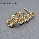 30pc High Double CZ Zircon Beads Paved Earring Hooks for Jewelry Making