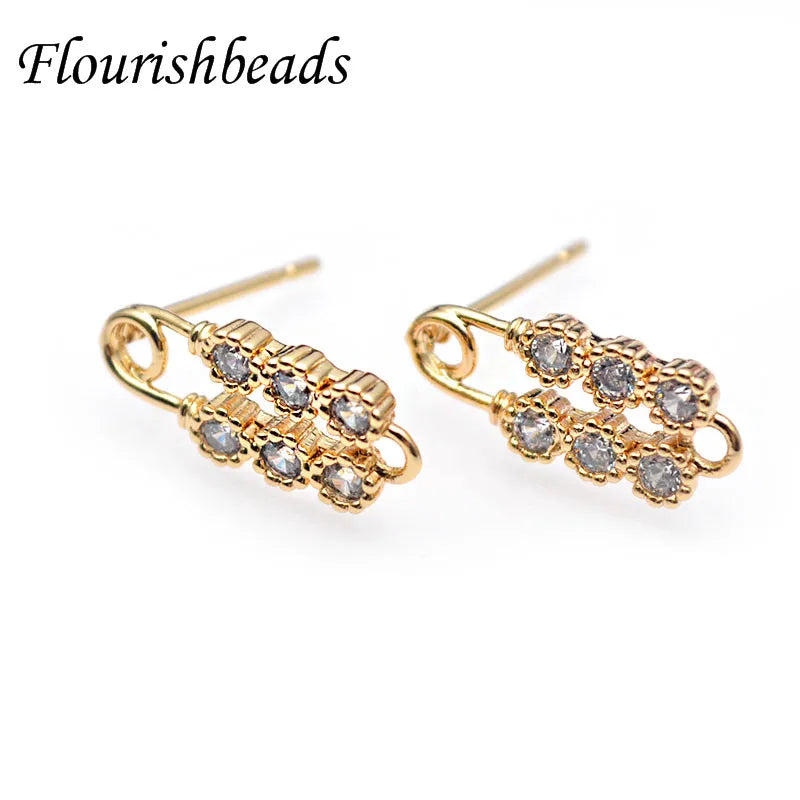 30pc High Double CZ Zircon Beads Paved Earring Hooks for Jewelry Making
