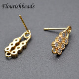 30pc High Double CZ Zircon Beads Paved Earring Hooks for Jewelry Making