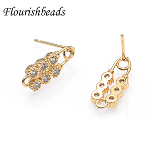30pc High Double CZ Zircon Beads Paved Earring Hooks for Jewelry Making
