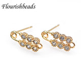 30pc High Double CZ Zircon Beads Paved Earring Hooks for Jewelry Making