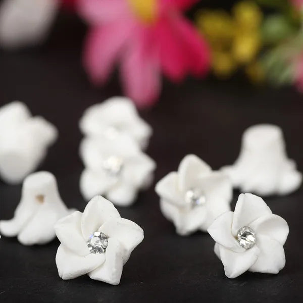 30pc 10mm Polymer Clay Flower Beads for Wedding Bridal Veil Nail Earring