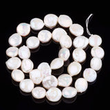 30pc Natural Keshi Pearl Bead Strands Flat Round 11~12x4~5mm