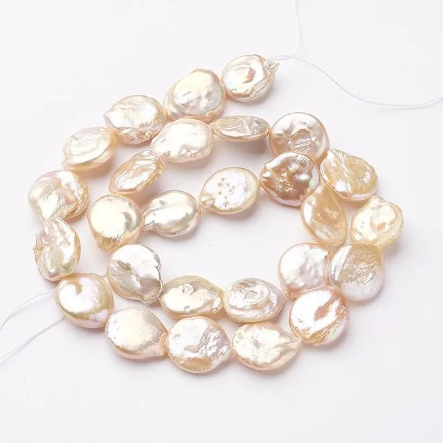 30pc Natural Keshi Pearl Bead Strands Flat Round 11~12x4~5mm