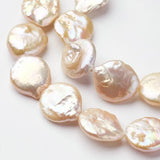 30pc Natural Keshi Pearl Bead Strands Flat Round 11~12x4~5mm
