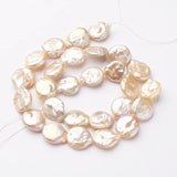 30pc Natural Keshi Pearl Bead Strands Flat Round 11~12x4~5mm