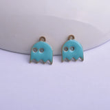 30pcs 10*12mm Enamelled Halloween Ghost Charms Pink Red Enamel Doll Pendant