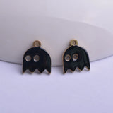 30pcs 10*12mm Enamelled Halloween Ghost Charms Pink Red Enamel Doll Pendant