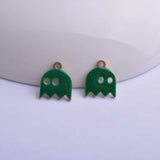 30pcs 10*12mm Enamelled Halloween Ghost Charms Pink Red Enamel Doll Pendant