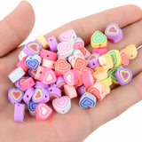 30pcs 10mm Colorful Melaleuca Heart Clay Beads for Jewelry Making DIY