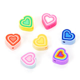 30pcs 10mm Colorful Melaleuca Heart Clay Beads for Jewelry Making DIY
