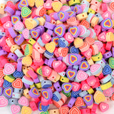 30pcs 10mm Colorful Melaleuca Heart Clay Beads for Jewelry Making DIY