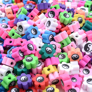 30pcs 10mm SunFlower Tai Chi Polymer Clay Beads Spacer Beads DIY Jewelry Making