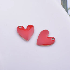 30pcs 10mm Copper Heart Charms for Earring Necklace Pendant, Enamel Small Hearts