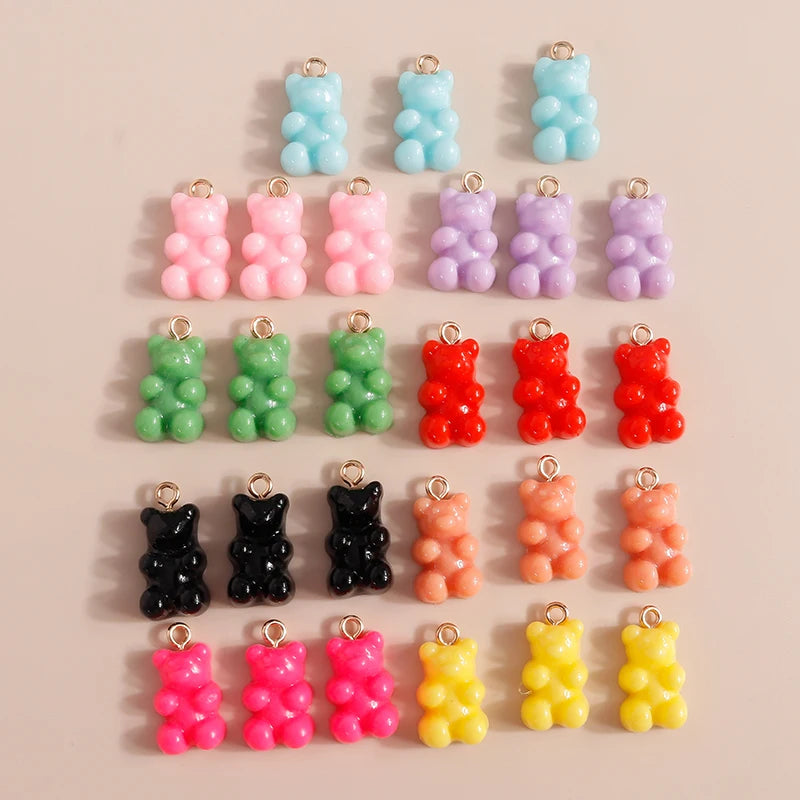30pcs Candy Bear Charms for DIY Necklaces Earrings Animal Pendants Jewelry