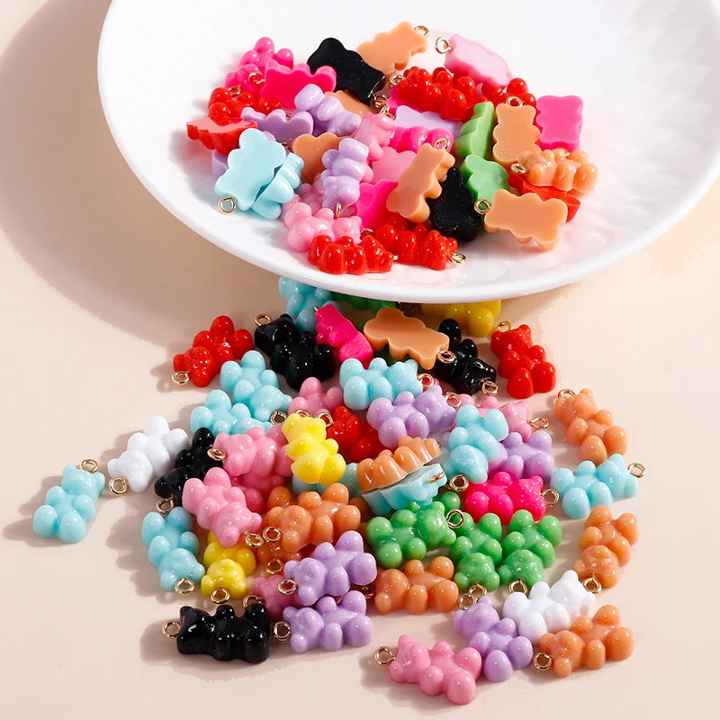 30pcs Candy Bear Charms for DIY Necklaces Earrings Animal Pendants Jewelry