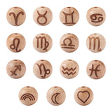 30pc 12 Constellations Wooden Beads Zodiac Spacer Balls 20x18mm