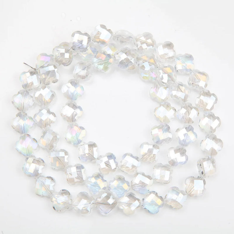 30pcs 12mm Flower Faceted Glass Beads for Jewelry Making DIY Necklace