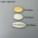 30pcs Oval Tags Laser Engraved Keychain Stainless Steel Bracelet Charms