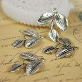 30pcs Antique Tibetan Silver Leaf Charms Pendants