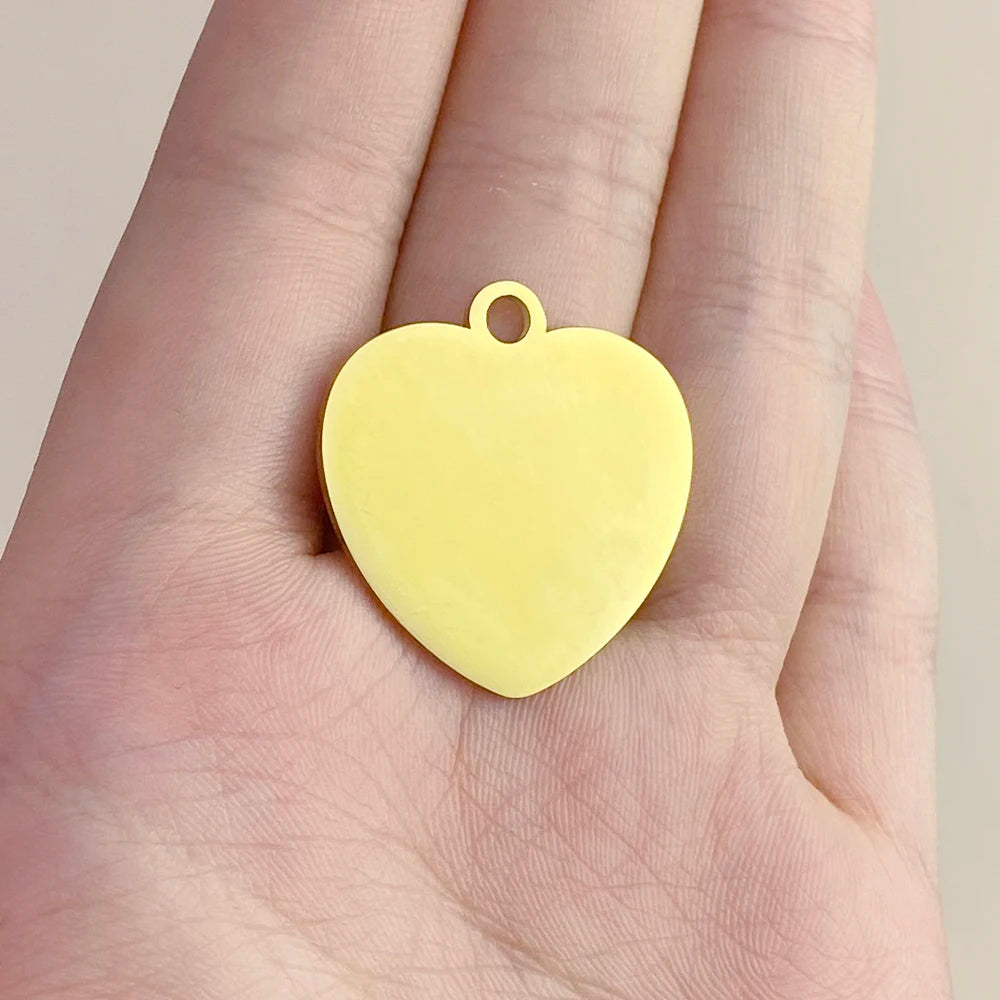 30pcs Stainless Steel Heart Charms Bracelet Charms Heart Tags