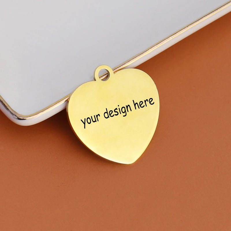 30pcs Stainless Steel Heart Charms Bracelet Charms Heart Tags