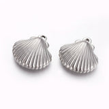 30pcs 304 Stainless Steel Scallop Shell Pendants for DIY Jewelry Making
