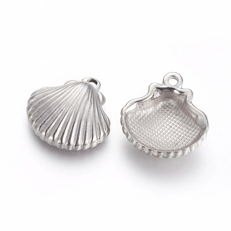 30pcs 304 Stainless Steel Scallop Shell Pendants for DIY Jewelry Making