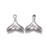 30pcs 304 Stainless Steel Whale Tail Pendants 11x11x1.5mm