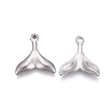 30pcs 304 Stainless Steel Whale Tail Pendants 11x11x1.5mm