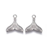 30pcs 304 Stainless Steel Whale Tail Pendants 11x11x1.5mm