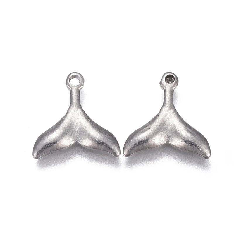 30pcs 304 Stainless Steel Whale Tail Pendants 11x11x1.5mm