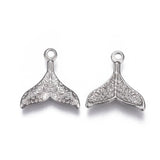30pcs 304 Stainless Steel Whale Tail Pendants 11x11x1.5mm