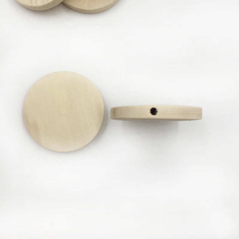 30pcs 30mm Natural Flat Wood Round beads DIY Circles Discs Tags Labels