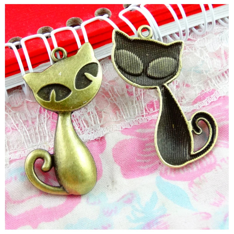 30pcs Antique Bronze Fox Charm Pendants Jewelry Accessories ZAKKA Animal Charms