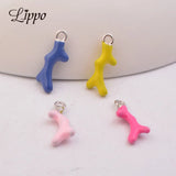 30pcs Enamelled Charms Coral Pendants Silver-plate Metal Tree Shape Pendant