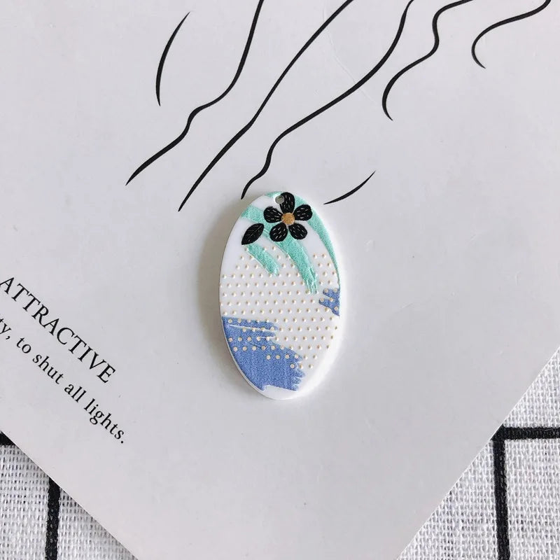 30pcs Resin Charms Oval Round Shape Plastic Acrylic Necklace Earring Pendants