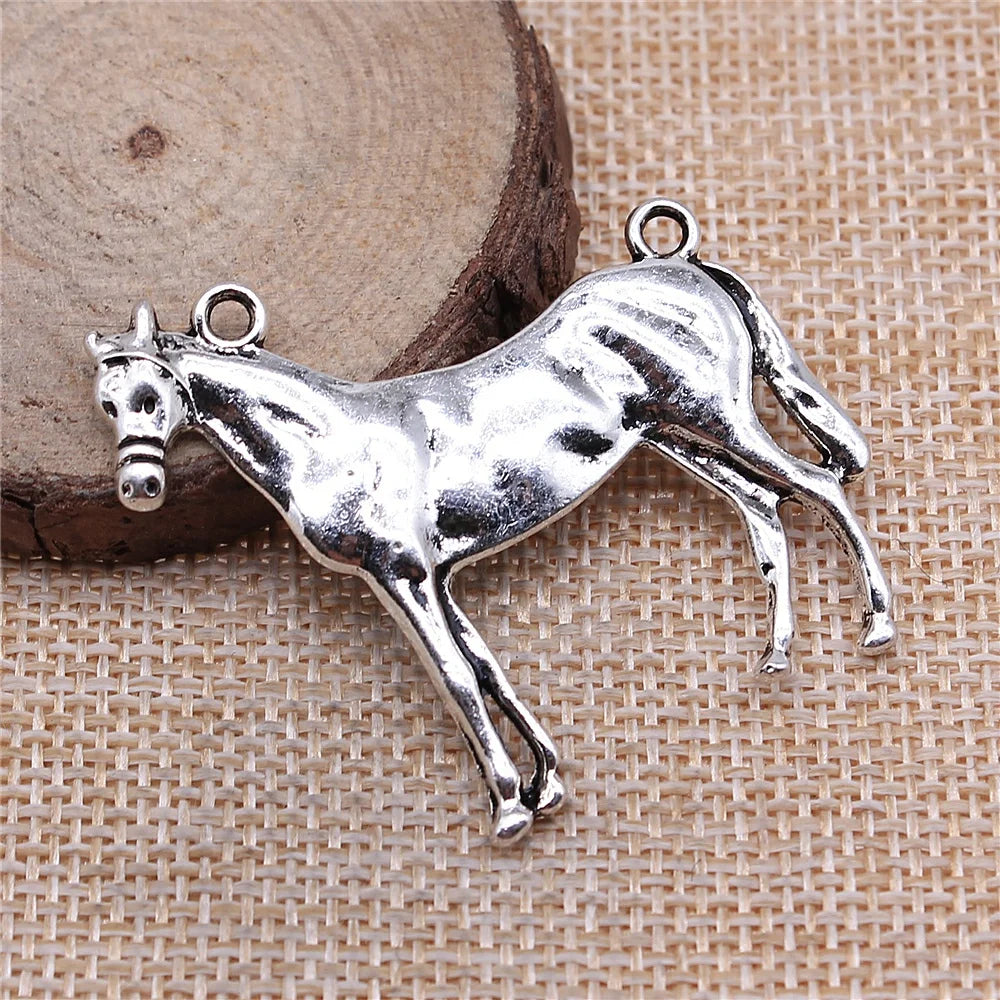 30pcs Antique Silver Steed Horse Pendants for Jewelry Making