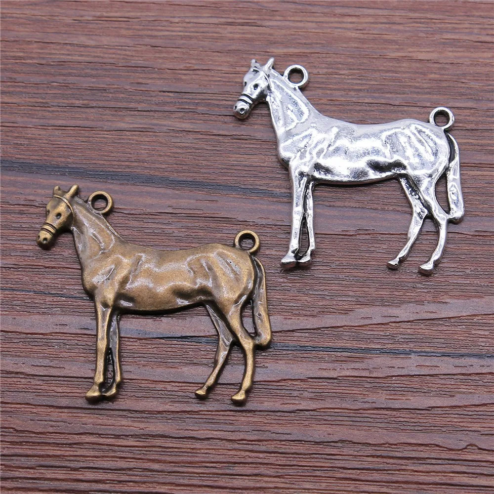30pcs Antique Silver Steed Horse Pendants for Jewelry Making