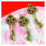 30pcs Antique Bronze Key Charms Pendant 42.2*15MM
