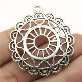 30pcs Round Hollow Pattern Earring Jewelry Findings Antique Bronze Silver