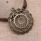 30pcs Round Hollow Pattern Earring Jewelry Findings Antique Bronze Silver